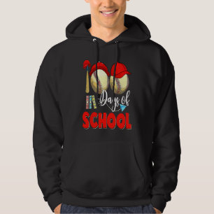 Happy 100 Days Of School Baseball 100 Days Smarter Hoodie
