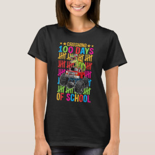 Happy 100 Days Of School  Boys Dino Monster Truck T-Shirt
