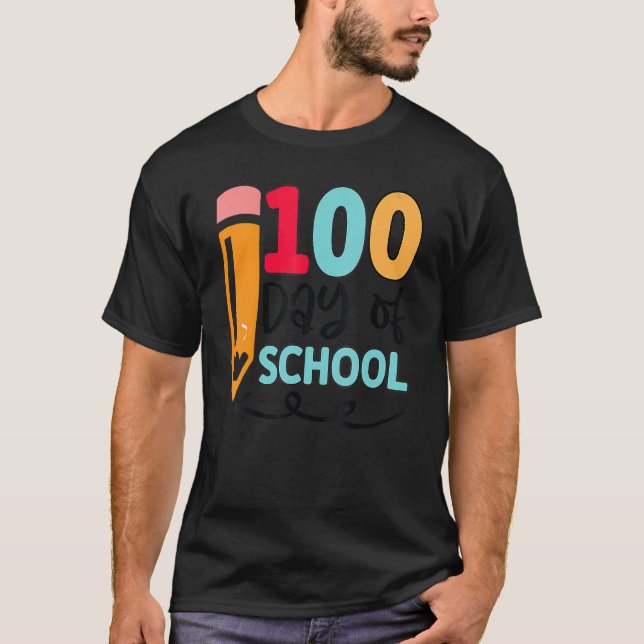 Happy 100 Days Of School Boys Girls Kindergarten T T-Shirt (Front)