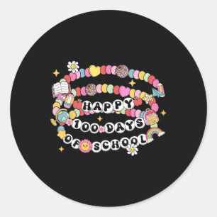 Happy 100 Days Of School Bracelet Teacher Student  Classic Round Sticker