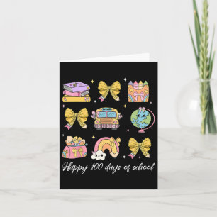 Happy 100 Days Of School Coquette Bow Pencil Groov Card