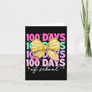 Happy 100 Days Of School Coquette Bow Pencil Teach Card