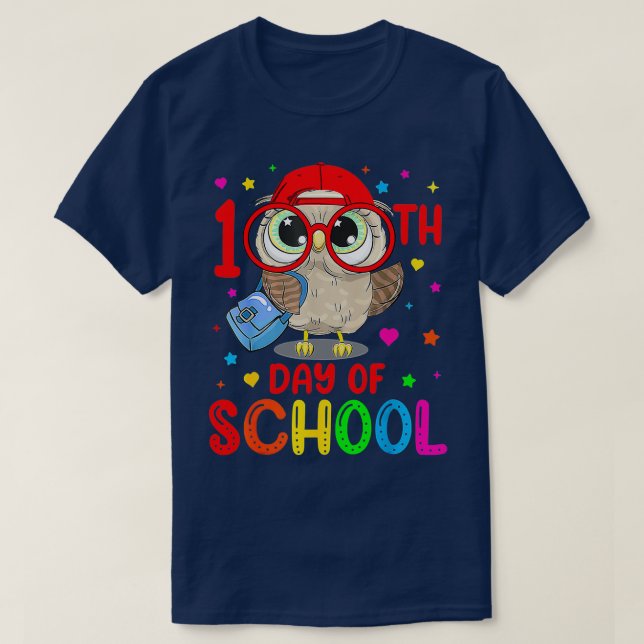 Happy 100 Days Of School Cute Owl Teachers 100 Day T-Shirt (Design Front)