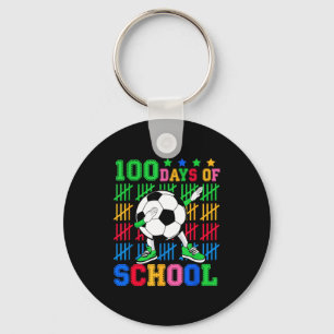 Happy 100 Days Of School Dabbing Soccer Ball Kids Key Ring
