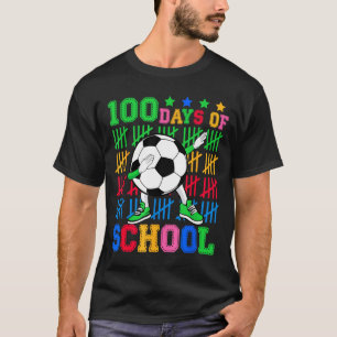 Happy 100 Days Of School Dabbing Soccer Ball Kids  T-Shirt
