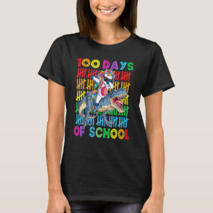 Happy 100 Days Of School Dabbing Unicorn Dinosaur T-Shirt
