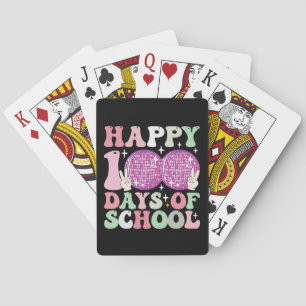 Happy 100 Days Of School Disco Ball Groovy Retro Playing Cards