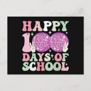 Happy 100 Days Of School Disco Ball Groovy Retro Postcard