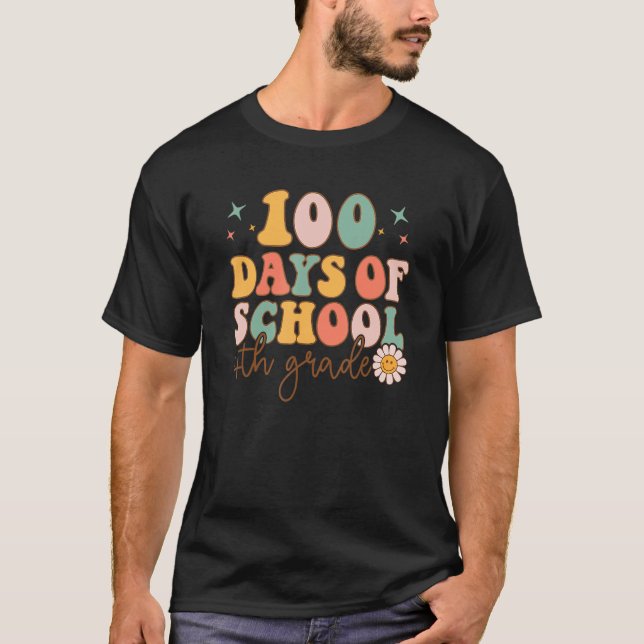 Happy 100 Days Of School Fourth Grade Smarter Groo T-Shirt (Front)
