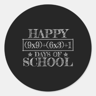 Happy 100 Days Of School Funny Math Equation Teach Classic Round Sticker