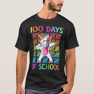 Happy 100 Days Of School Girls Unicorn Teacher Stu T-Shirt