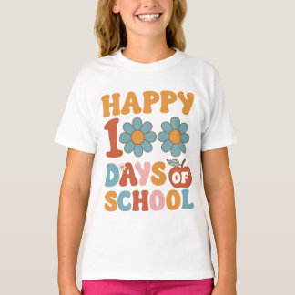 Happy 100 days of school, groovy fonts. T-Shirt