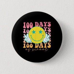 Happy 100 Days Of School Happy Smiling Face Retro  6 Cm Round Badge