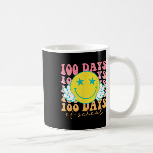 Happy 100 Days Of School Happy Smiling Face Retro Coffee Mug