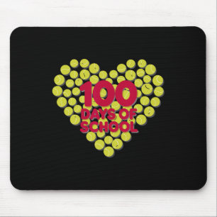 Happy 100 Days Of School Heart Tennis 100th Day Of Mouse Pad