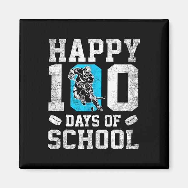 Happy 100 Days Of School Hockey Lovers Boys Girls  Magnet (Front)