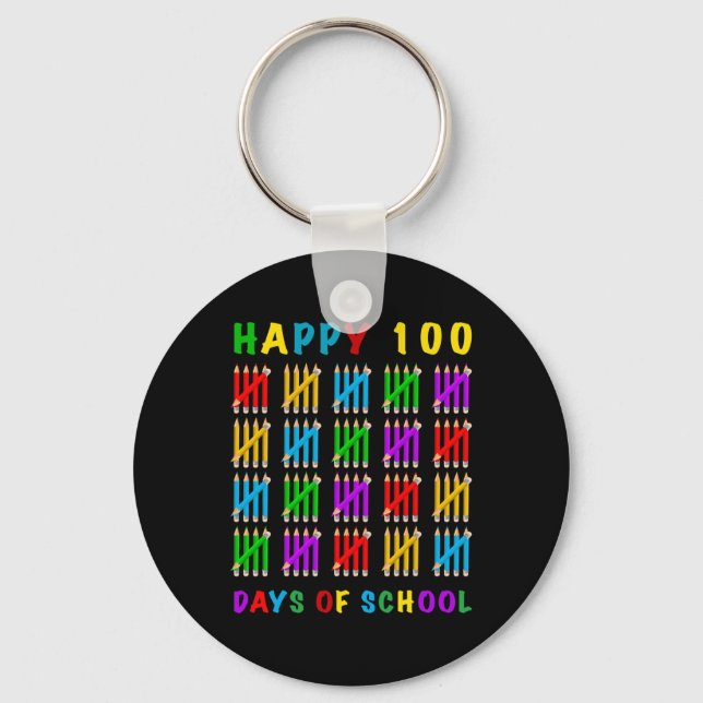 Happy 100 Days Of School  Key Ring (Front)