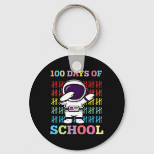 Happy 100 Days Of School Kids Dabbing Astronaut Lo Key Ring