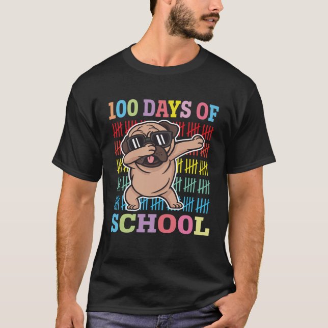 Happy 100 Days Of School Kids Dabbing Dog  Girls T-Shirt (Front)