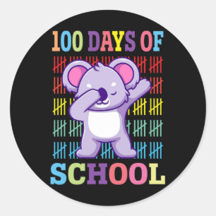 Happy 100 Days Of School Kids Dabbing Koala Lovers Classic Round Sticker