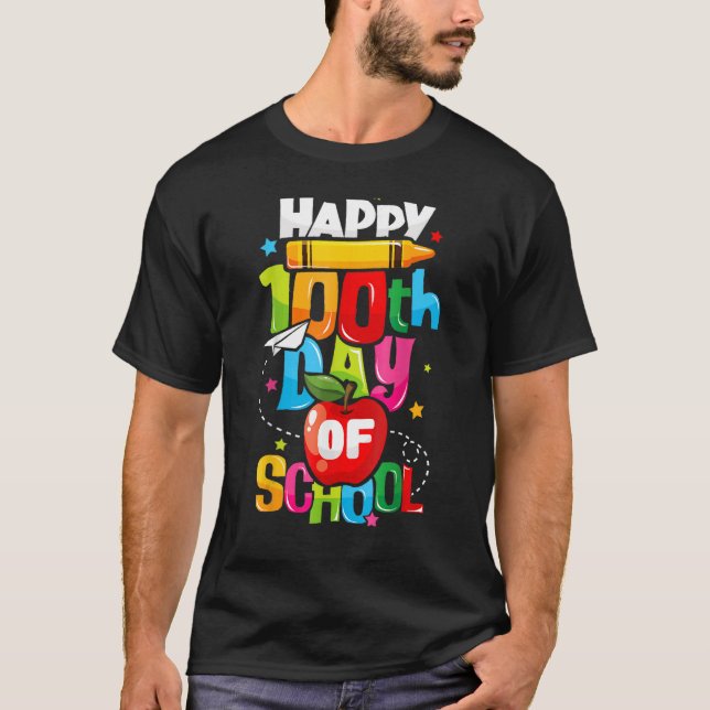 Happy 100 Days Of School Life Teachers Student Boy T-Shirt (Front)