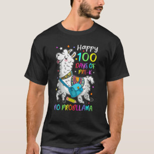 Happy 100 Days Of School Llama Pre K Students Teac T-Shirt