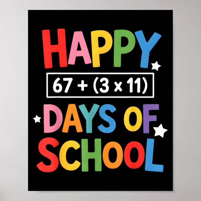 Happy 100 Days Of School Math Equation 100th Day T Poster (Front)