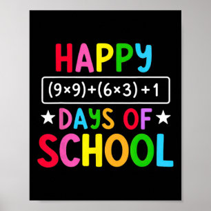 Happy 100 Days Of School Math Equation Funny Teach Poster