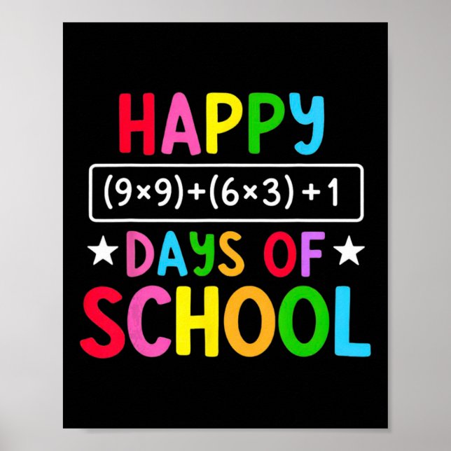Happy 100 Days Of School Math Equation Funny Teach Poster (Front)