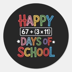 Happy 100 Days Of School Math Equation Teacher Kid Classic Round Sticker