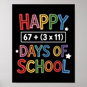 Happy 100 Days Of School Math Equation Teacher Kid Poster