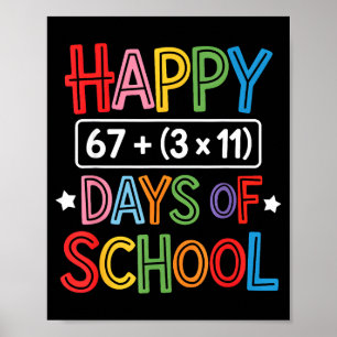 Happy 100 Days Of School Math Equation Teacher Kid Poster