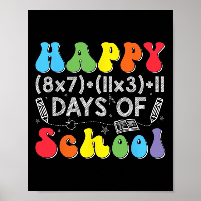 Happy 100 Days Of School Math Equation Teacher Kid Poster (Front)