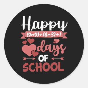 Happy 100 Days Of School Math Formula Valentines D Classic Round Sticker