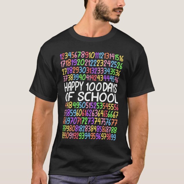 Happy 100 Days Of School Math Kindergarten 1st Gra T-Shirt (Front)
