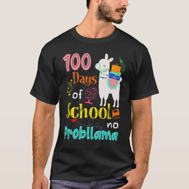 Happy 100 Days Of School No Problama School Llama  T-Shirt (Front)