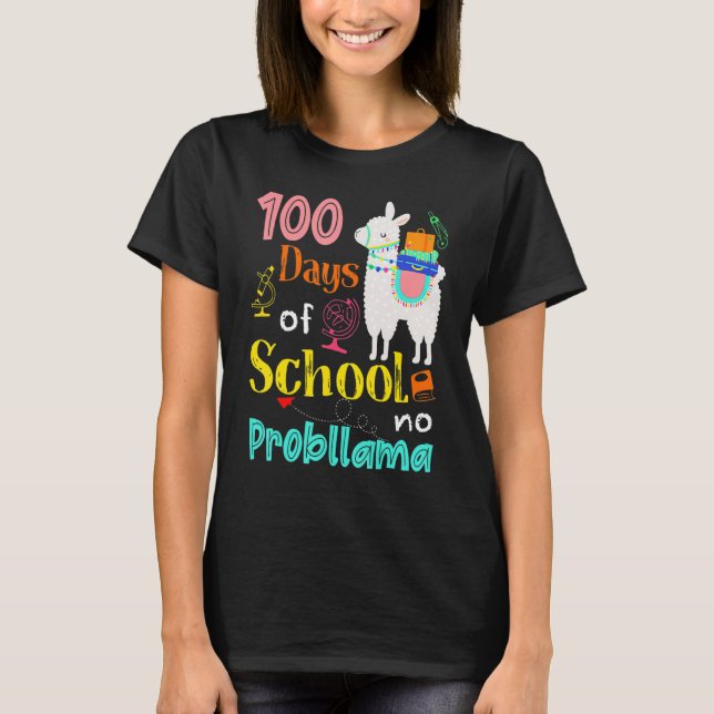 Happy 100 Days Of School No Problama School Llama  T-Shirt (Front)