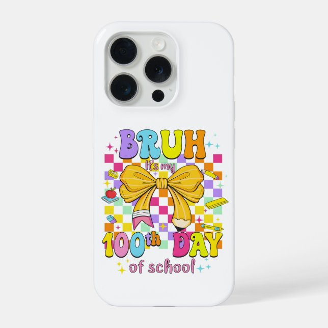 Happy 100 Days of School Pink Bow iPhone Case (Back)
