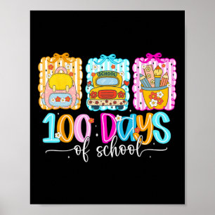 Happy 100 Days Of School Preppy Retro Teacher Coqu Poster