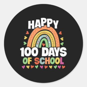 Happy 100 Days Of School Rainbow Kids Boys Girls T Classic Round Sticker