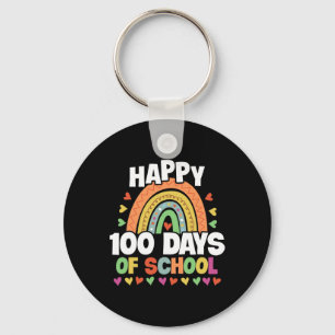 Happy 100 Days Of School Rainbow Kids Boys Girls T Key Ring