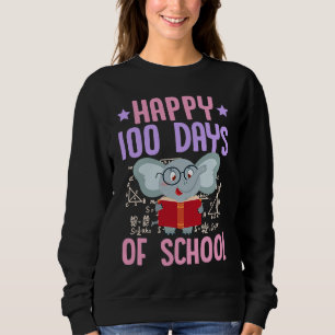 Happy 100 Days Of School Reading Elephant Math Tea Sweatshirt