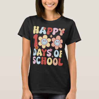 Happy 100 days of school Retro groovy style 2023 T-Shirt
