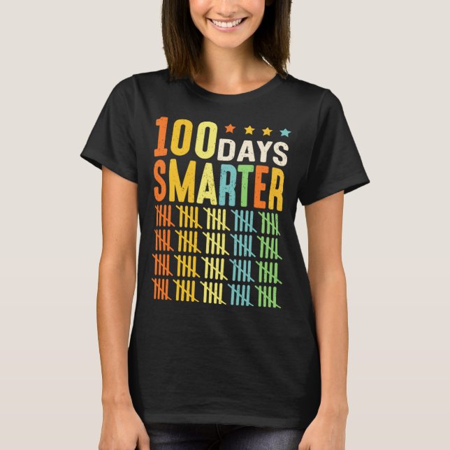 Happy 100 Days Of School Smarter Teacher And Stude T-Shirt (Front)