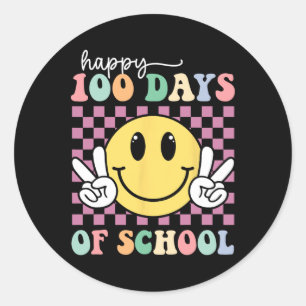 Happy 100 Days Of School Smile Teacher Boy Girl 10 Classic Round Sticker