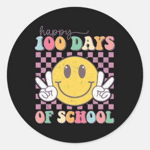 Happy 100 Days Of School Smile Teacher Boy Girl 10 Classic Round Sticker