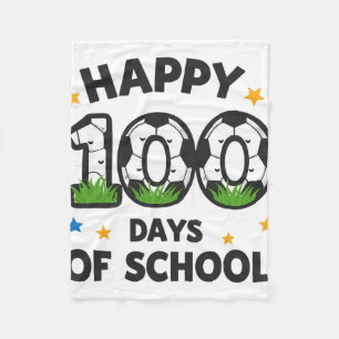 Happy 100 Days Of School Soccer 100th Day Sport Ki Fleece Blanket