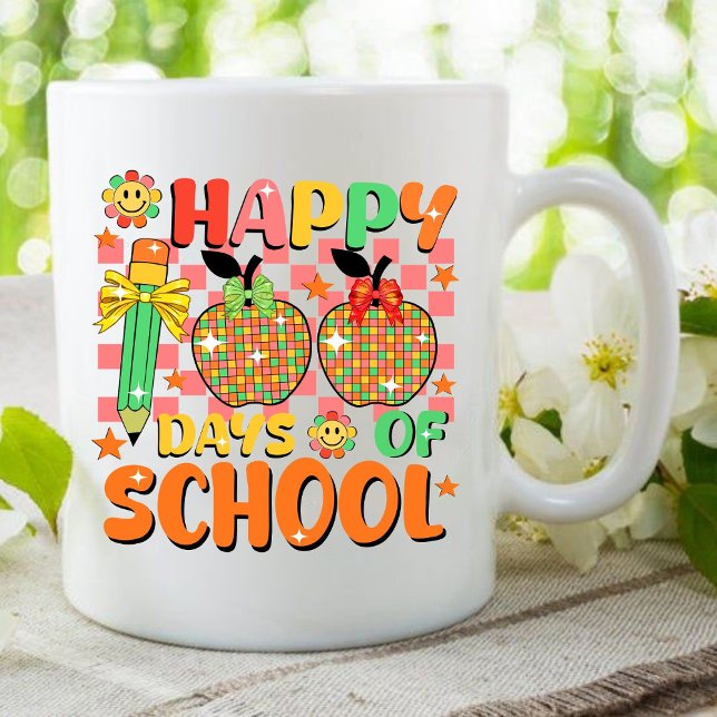 happy 100 days of school . teacher appreciation  coffee mug (happy 100 days of school mug, teacher gift, teacher appreciation mug)
