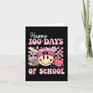 Happy 100 Days Of School Teacher Kids Retro Groovy Card