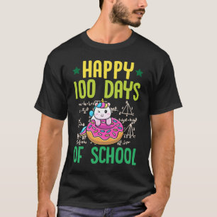 Happy 100 Days Of School Unicorn Donut Math Teache T-Shirt